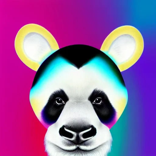 Image similar to panda unicorn hybrid. bright colors, smooth gradients