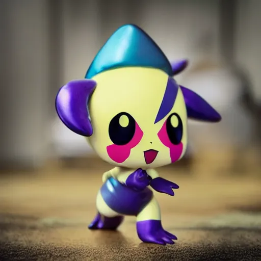 Image similar to pokemon shiny karrablast as a funko pop doll, cinematic shot, dramatic lighting, ultra detailed