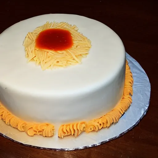 Image similar to Birthday cake made of pasta and sauce