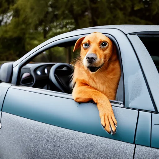 Image similar to a dog driving a car