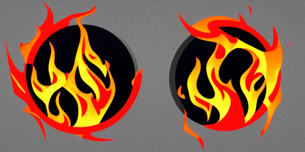 Image similar to vector pictogram of fire flames warning label, sharp, 8k, close-up