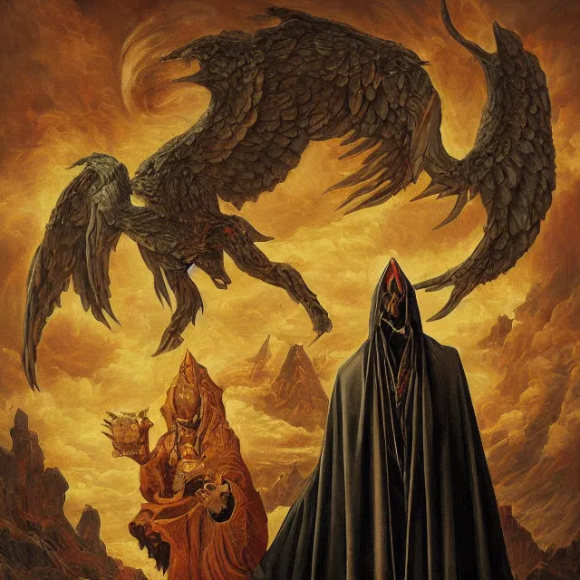 Prompt: a painting of an evil heavenly divine by johfra bosschart, dark fantasy art, high detail, trending on artstation