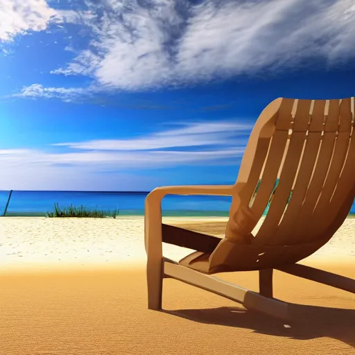 Prompt: sitting on a armchair chilling beside a beach with sea and sun, photorealistic, ultra-detailed, 4k high resolution, HDR shot