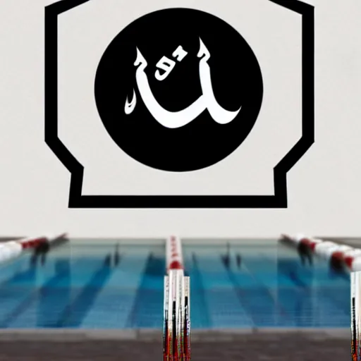 Image similar to arabic calligraphy of the tokyo 2 0 2 0 olympics swimming logo, black drawing on white background