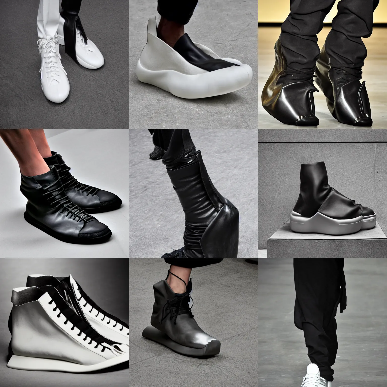 Prompt: Rick Owens shoes, high resolution photo