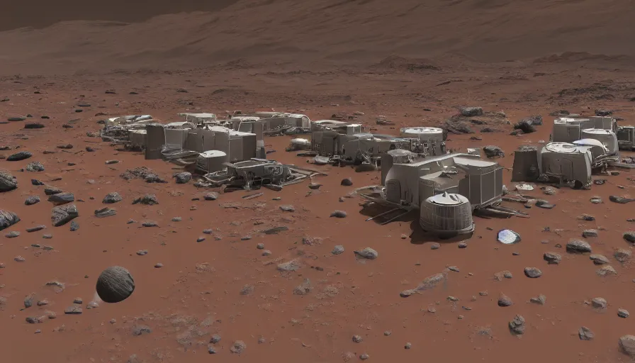 Prompt: a massive nasa colony on mars, detailed, raytracing, 8 k, dynamic lighting, futuristic