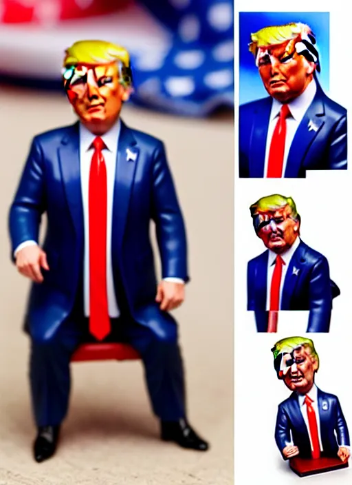 Prompt: 8 0 mm resin detailed miniature of donald trump, product introduction photos, 4 k, full body,