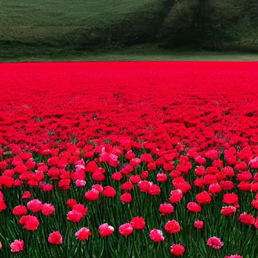 Prompt: field of red carnations