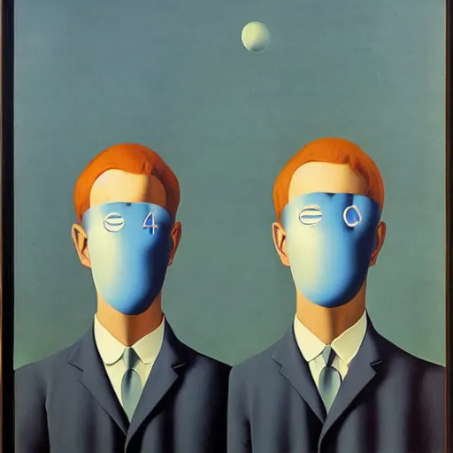 Image similar to rene magritte. the double secret, 1 9 2 7. oil on canvas.