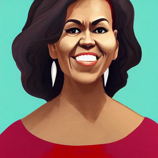 Image similar to photo of a pomegranate shaped like michelle obama standing tall, smiling softly, sharp detailed face, highly detailed, artstation, 8 k