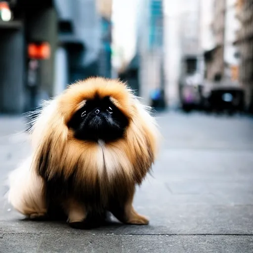 white chubby pekingese