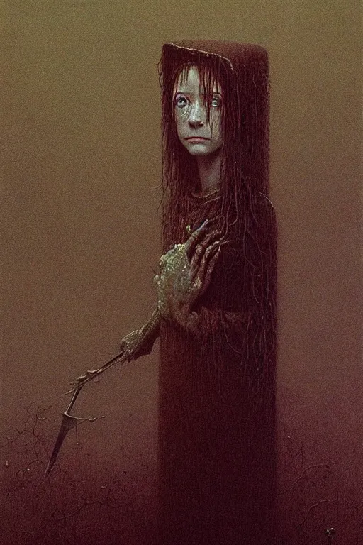 Image similar to alyson hannigan as maid by beksinski