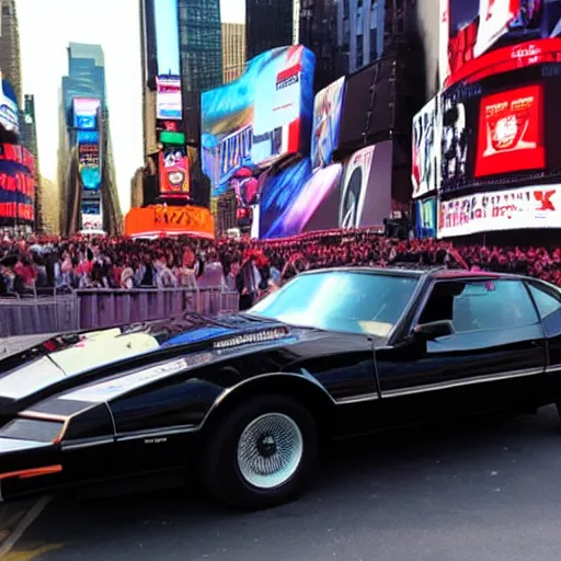 Prompt: KITT from Knight Rider on Times Square