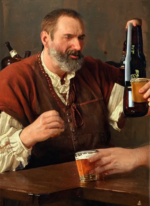 Prompt: large octoberfest invite card, man sitting in front of his computer, angry, beer bottles, drunk, photoshoot, 4 k, hyper realistic, natural, highly detailed, digital illustration, trending in artstation, classical painting, smooth, sharp focus art by ilya repin