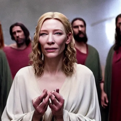 Image similar to cate blanchett as Jesus in the last supper