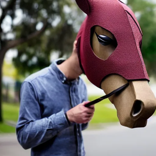 Image similar to man wearing horse head mask