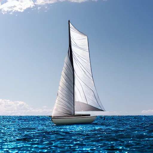 Image similar to a sailboat with an iridescent clear plastic sail