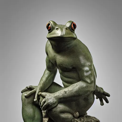 Image similar to greek statue of a buff frog