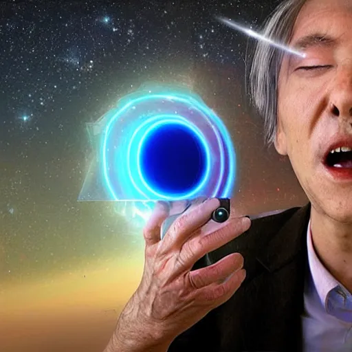 Image similar to A digital art. A rip in spacetime. Did this device in his hand open a portal to another dimension or reality?! Imgur, Google by Hayao Miyazaki rich details