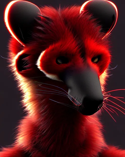 Image similar to furry - male - red - black - weasel - necromancer - fursona uhd ue 5 visual novel pc game expressions, photorealistic