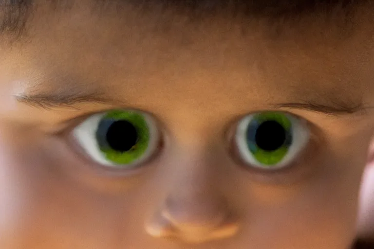 Image similar to kids with black alien eyes,