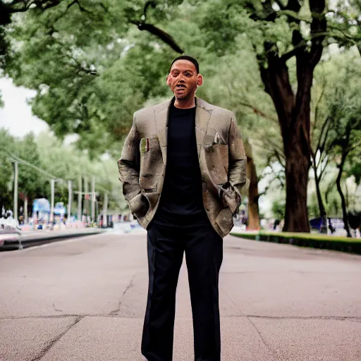 Image similar to will smith with his pants pulled up high, canon eos r 3, f / 1. 4, iso 2 0 0, 1 / 1 6 0 s, 8 k, raw, unedited, symmetrical balance, wide angle