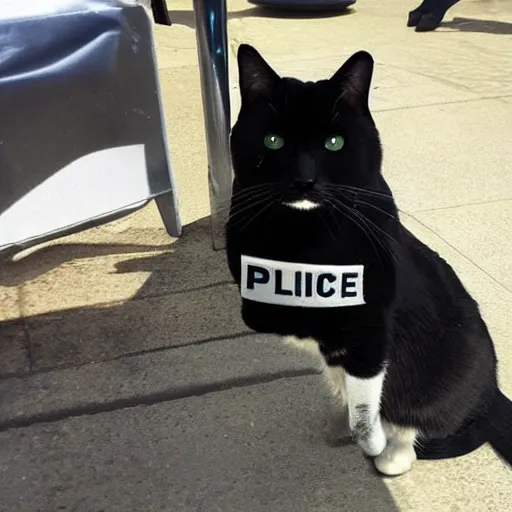 Prompt: a cat working as a police officer