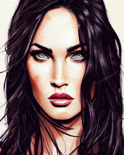 Prompt: portrait of megan fox, mixed art styles, beautiful, elegant, artstation, deviantart, behance, concept art, smooth, focus, by david w. mack