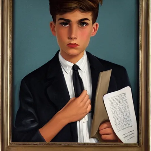 Image similar to 1 9 5 0 s rebel teen male at the police station, art by wes hempel