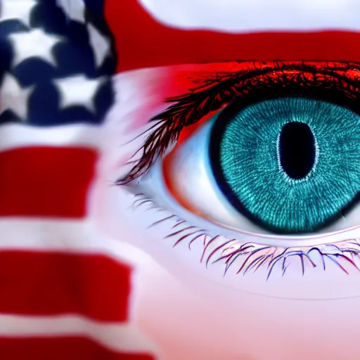 Prompt: american flag eyes, 8 k, high definition, highly detailed, photo - realistic