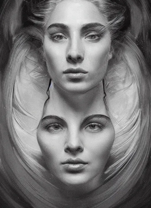 Image similar to a highly detailed photo of very intricate female face portrait, futurism, rococo cyber neon lighting, detailed futuristic fibonacci jewelry, profile posing, hyper photorealistic, trending in pinterest, cinematic, 4 k ultra hd, by denis villeneuve tom anders zorn hans dragan bibin thoma greg rutkowski ismail inceoglu illustrated sand storm alphonse mucha