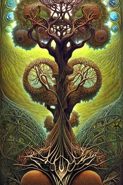 Image similar to tree of life by roger dean and andrew ferez, art forms of nature by ernst haeckel, divine chaos engine, symbolist, visionary, art nouveau, botanical fractal structures, organic, detailed, realistic, surreality