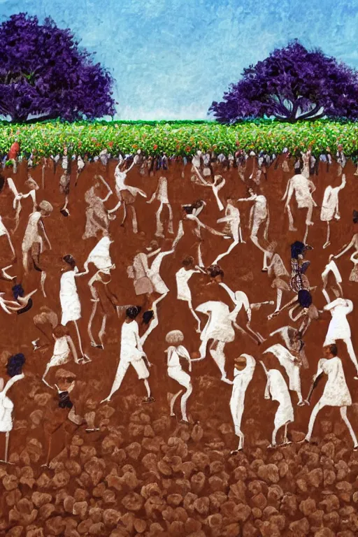 Image similar to gays people in a chocolate field. high detail