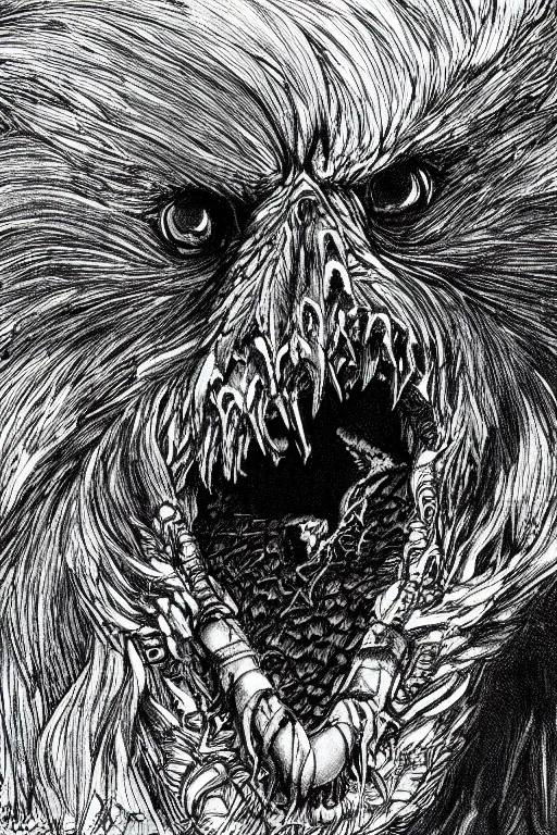 Image similar to raven monster, highly detailed, digital art, sharp focus, trending on art station, kentaro miura manga art style