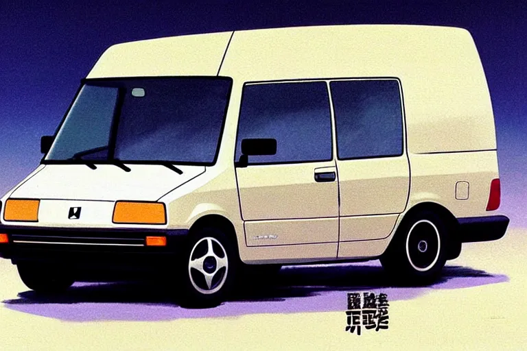 Image similar to honda e kei van, painted by greg rutkowski makoto shinkai takashi takeuchi studio ghibli, akihiko yoshida 2 0 0 1 space odyssey