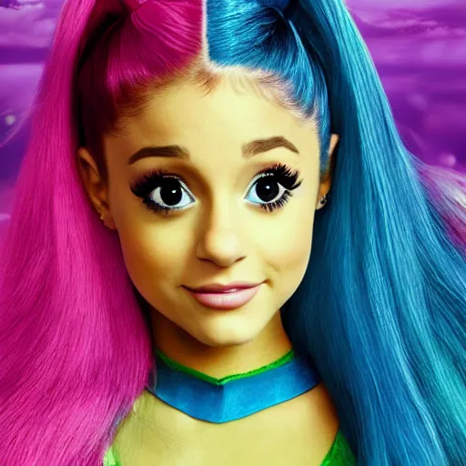 Image similar to ariana grande as shrek, cinematic, atmospheric, vivid, colorful, movie poster