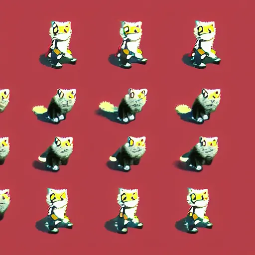 Prompt: Walking cycle sprite sheet of cat