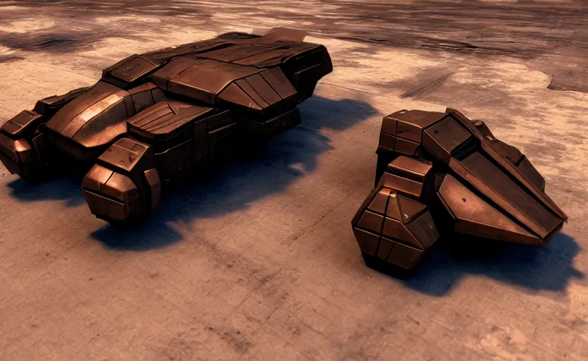 Image similar to an armored futuristic sci fi vehicle, unreal engine, cinematic lighting, texture rust