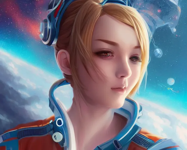 Image similar to young woman flying in space sharp focus, illustration, highly detailed, concept art, matte, trending on artstation, anime, art by artgerm and warren louw