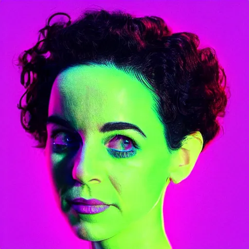 Image similar to “annie clark (st vincent), beautiful digital art portrait in neon”