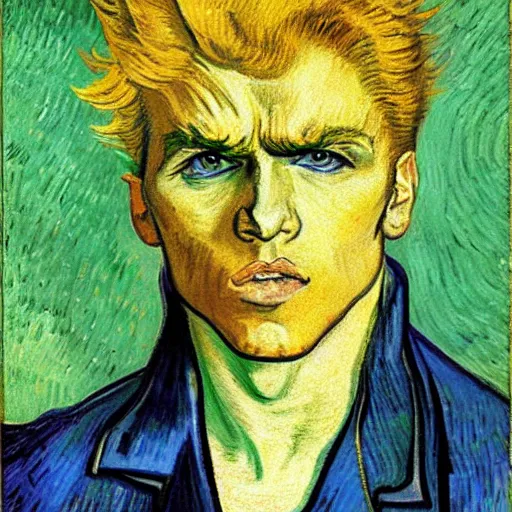 Prompt: Dio Brando portrait by Vincent Van Gogh