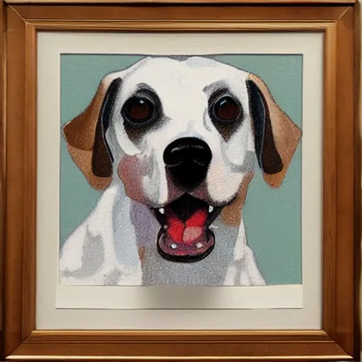 Image similar to Portrait of dog, fine art, made by John emms