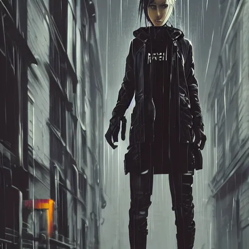 Image similar to toast, rain, techwear, streetwear, cyberpunk style outfit, greg rutkowski, artgerm, ross tran, takato yomamoto, wlop, ilya kuvshinov, intricate complexity, detailed portrait, 4 k, cinematic lighting, artstation, sharp focus, smooth, makoto shinkai