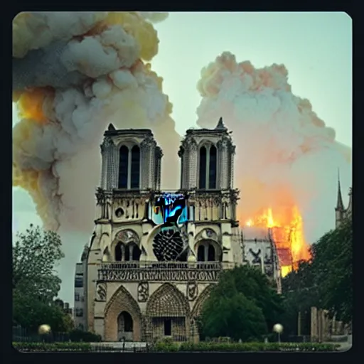 Image similar to “minions laughing as the Notre dame burns behind them”