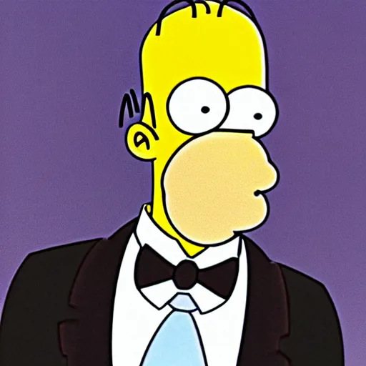 Image similar to Homer Simpson in a tuxedo