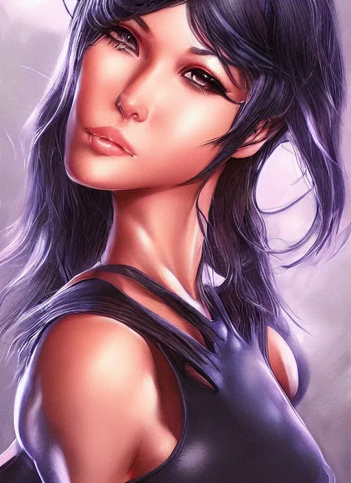 Image similar to beautiful portrait of a gorgeous personal trainer who looks like Nico Robin , character design by Ross Tran, artgerm detailed, soft lighting