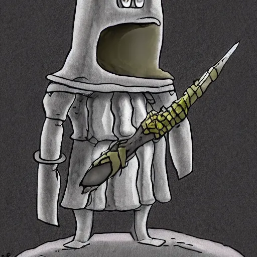 Image similar to squidward as a dark souls boss by Stephen Mcmennamy