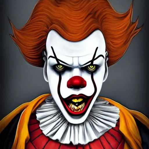 Image similar to portrait of pennywise mixed with batman by aalto alvar