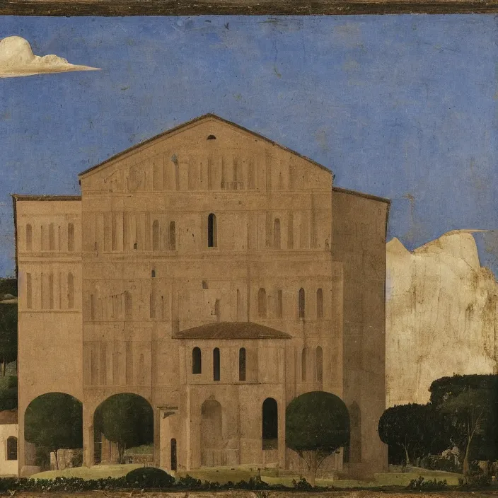 Image similar to a building in a serene landscape, by giotto