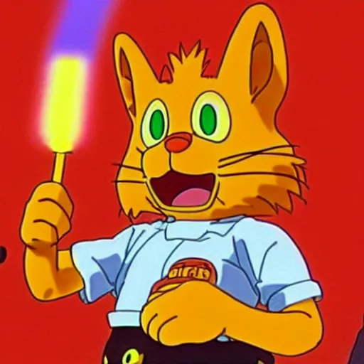 Prompt: garfield in the third impact, neon genesis evangelion, anime